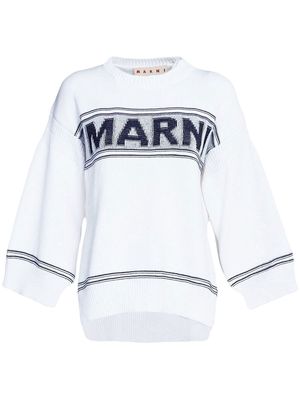 Marni logo intarsia-knit sweater - White
