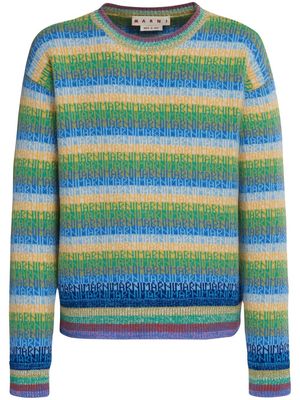 Marni logo intarsia-knit wool jumper - Blue