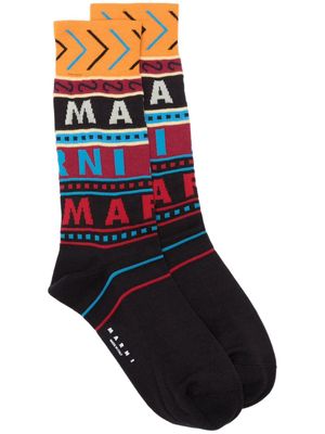 Marni logo-intarsia socks - Black