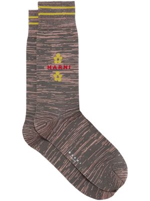 Marni logo-intarsia stripe-detail socks - Neutrals