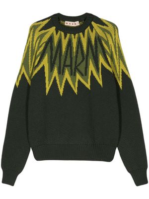 Marni logo-intarsia wool jumper - Green