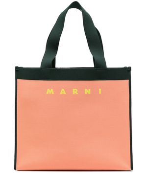 Marni logo-jacquard cotton-blend tote bag - Orange