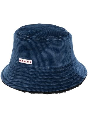 Marni logo-patch corduroy bucket-hat - Blue