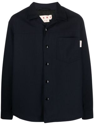 Marni logo-patch fitted shirt jacket - Blue