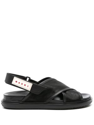 Marni logo-patch flat sandals - Black