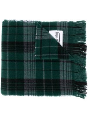 Marni logo-patch fringed scarf - Green