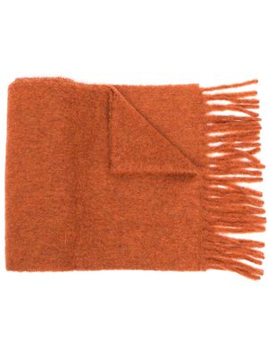 Marni logo-patch fringed scarf - Orange