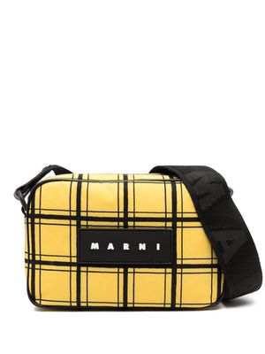 Marni logo-patch leather shoulder bag - Yellow