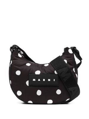 Marni logo-patch polka-dot shoulder bag - Black