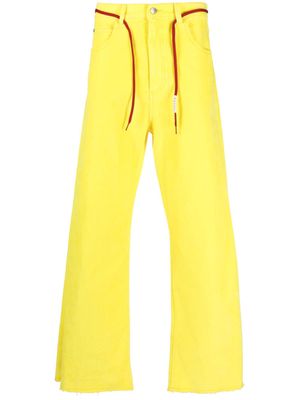 Marni logo-patch stretch-cotton flared jeans - Yellow