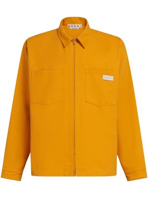 Marni logo-patch zip-up shirt - Yellow