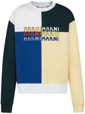 Marni logo-print colour-block sweatshirt - White