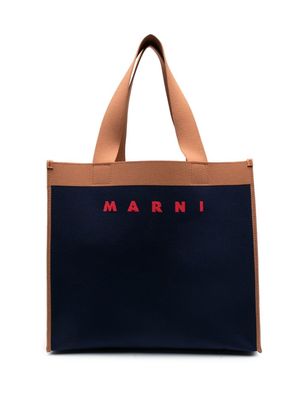 Marni logo-print contrast-trim tote - Blue