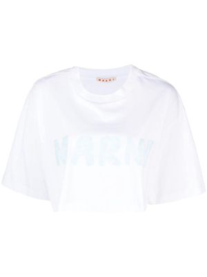 Marni logo-print cotton cropped T-shirt - White