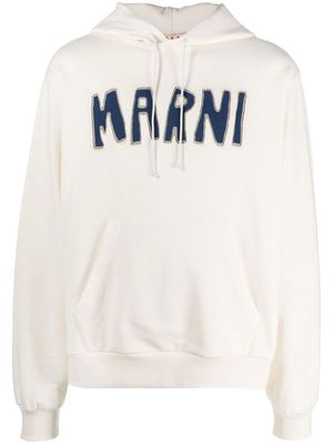 Marni logo-print cotton hoodie - White