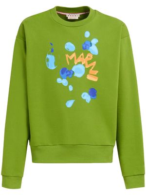 Marni logo-print cotton sweatshirt - Green