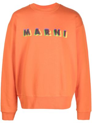 Marni logo-print cotton sweatshirt - Orange