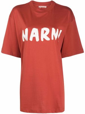 Marni logo-print cotton T-shirt - Orange