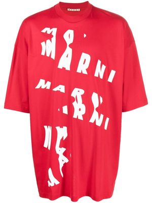 Marni logo-print cotton T-shirt - Red