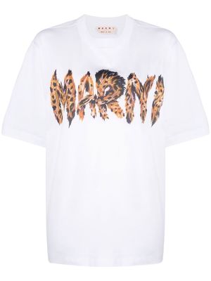 Marni logo-print detail T-shirt - White