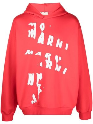 Marni logo-print hoodie - Red