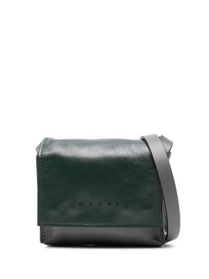 Marni logo-print leather crossbody bag - Grey