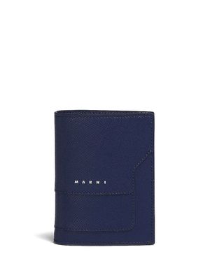 Marni logo-print leather wallet - Blue