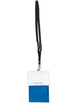 Marni logo-print panelled messenger bag - Blue