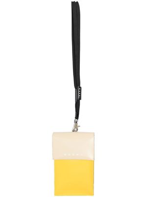 Marni logo-print panelled messenger bag - Yellow