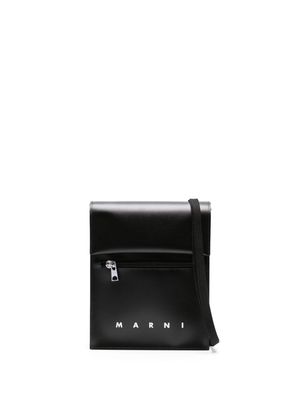 Marni logo-print press-stud fastening shoulder bag - Black