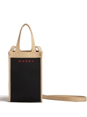 Marni logo print shopping bag - Black