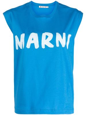 Marni logo-print sleeveless T-shirt - Blue