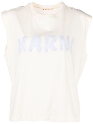 Marni logo-print sleeveless T-shirt - Neutrals
