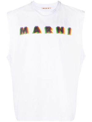 Marni logo-print sleeveless tank top - White