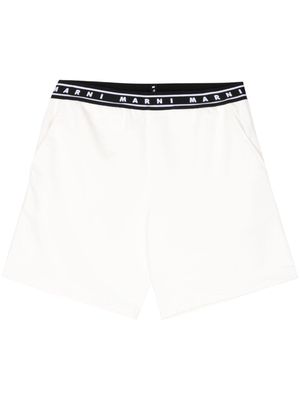 Marni logo-print strap cotton shorts - White