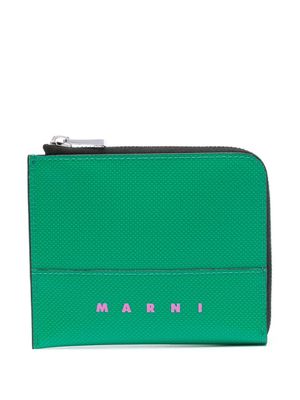 Marni logo print wallet - Green