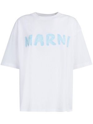 Marni logo-stamp cotton T-shirt - White