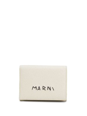Marni logo-stitch tri-fold leather wallet - White