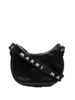 Marni logo-strap leather shoulder bag - Black