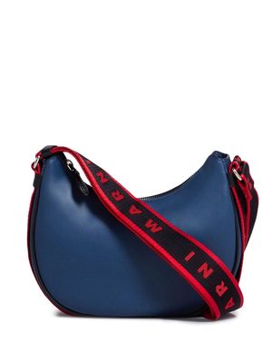 Marni logo-strap leather shoulder bag - Blue