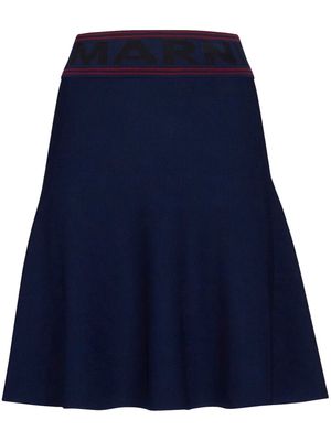Marni logo-waistband flared skirt - Blue
