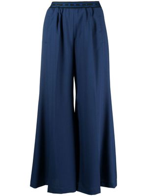 Marni logo-waistband wide-leg trousers - Blue