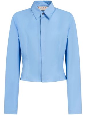 Marni long-sleeve cropped cotton shirt - Blue