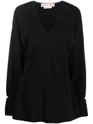 MARNI long-sleeved V-neck blouse - Black