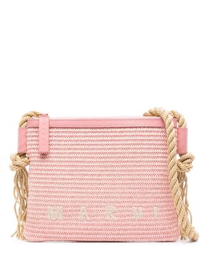 Marni Marcel faux-raffia crossbody bag - Pink