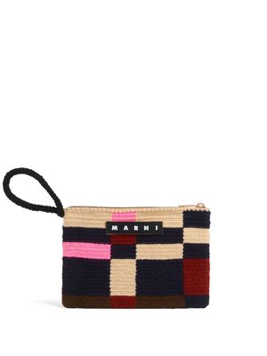 Marni Market colour-block wool clutch bag - Brown