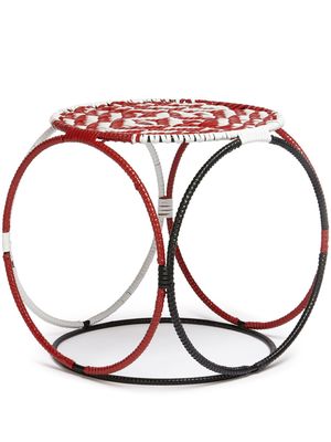 Marni Market colour-block woven stool-table - White