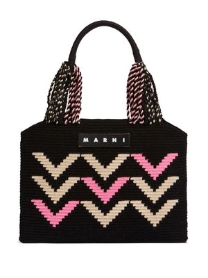 Marni Market intarsia-knit wool tote bag - Black