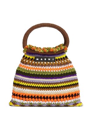 Marni Market striped crochet bag - Neutrals