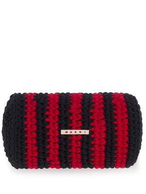 Marni Market striped knitted bolster cushion - Red